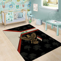 Iraq Golden Eagle Emblem Area Rug with Flag Stripes and National Arabic Script Design - Wonder Print Shop