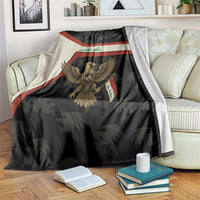 Iraq Golden Eagle Emblem Blanket with Flag Stripes and National Arabic Script Design - Wonder Print Shop