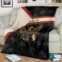 Iraq Golden Eagle Emblem Blanket with Flag Stripes and National Arabic Script Design - Wonder Print Shop