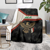 Iraq Golden Eagle Emblem Blanket with Flag Stripes and National Arabic Script Design - Wonder Print Shop