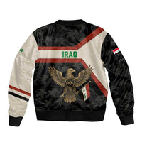 Iraq Golden Eagle Emblem Bomber Jacket with Flag Stripes and National Arabic Script Design - Wonder Print Shop