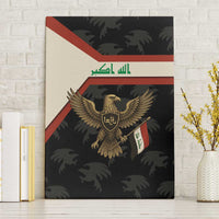 Iraq Golden Eagle Emblem Canvas Wall Art with Flag Stripes and National Arabic Script Design - Wonder Print Shop
