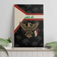 Iraq Golden Eagle Emblem Canvas Wall Art with Flag Stripes and National Arabic Script Design - Wonder Print Shop