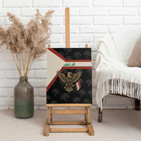Iraq Golden Eagle Emblem Canvas Wall Art with Flag Stripes and National Arabic Script Design - Wonder Print Shop
