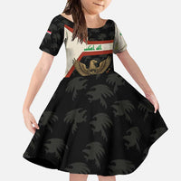 Iraq Golden Eagle Emblem Family Matching Mermaid Dress and Hawaiian Shirt with Flag Stripes and National Arabic Script Design - Wonder Print Shop