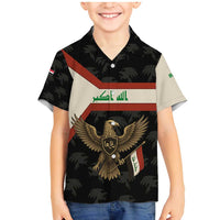 Iraq Golden Eagle Emblem Family Matching Mermaid Dress and Hawaiian Shirt with Flag Stripes and National Arabic Script Design - Wonder Print Shop