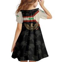 Iraq Golden Eagle Emblem Family Matching Off Shoulder Maxi Dress and Hawaiian Shirt with Flag Stripes and National Arabic Script Design - Wonder Print Shop