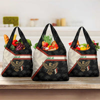 Iraq Golden Eagle Emblem Grocery Bag with Flag Stripes and National Arabic Script Design - Wonder Print Shop