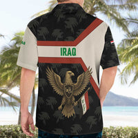 Iraq Golden Eagle Emblem Hawaiian Shirt with Flag Stripes and National Arabic Script Design - Wonder Print Shop