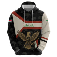 Iraq Golden Eagle Emblem Hoodie with Flag Stripes and National Arabic Script Design - Wonder Print Shop