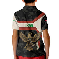 Iraq Golden Eagle Emblem Kid Polo Shirt with Flag Stripes and National Arabic Script Design - Wonder Print Shop