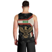 Iraq Golden Eagle Emblem Men Tank Top with Flag Stripes and National Arabic Script Design - Wonder Print Shop
