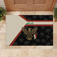 Iraq Golden Eagle Emblem Rubber Doormat with Flag Stripes and National Arabic Script Design - Wonder Print Shop