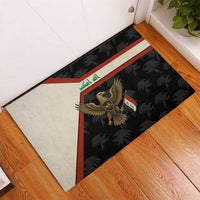 Iraq Golden Eagle Emblem Rubber Doormat with Flag Stripes and National Arabic Script Design - Wonder Print Shop