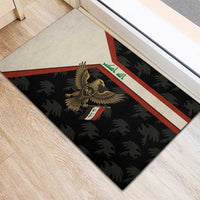 Iraq Golden Eagle Emblem Rubber Doormat with Flag Stripes and National Arabic Script Design - Wonder Print Shop
