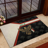 Iraq Golden Eagle Emblem Rubber Doormat with Flag Stripes and National Arabic Script Design - Wonder Print Shop