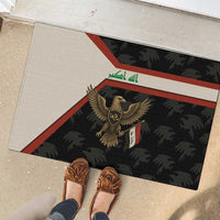 Iraq Golden Eagle Emblem Rubber Doormat with Flag Stripes and National Arabic Script Design - Wonder Print Shop