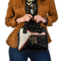 Iraq Golden Eagle Emblem Shoulder Handbag with Flag Stripes and National Arabic Script Design - Wonder Print Shop
