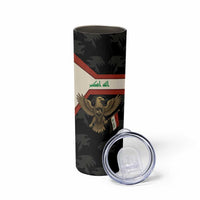 Iraq Golden Eagle Emblem Skinny Tumbler with Flag Stripes and National Arabic Script Design - Wonder Print Shop