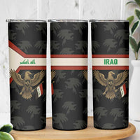 Iraq Golden Eagle Emblem Skinny Tumbler with Flag Stripes and National Arabic Script Design - Wonder Print Shop