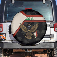 Iraq Golden Eagle Emblem Spare Tire Cover with Flag Stripes and National Arabic Script Design - Wonder Print Shop
