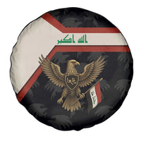 Iraq Golden Eagle Emblem Spare Tire Cover with Flag Stripes and National Arabic Script Design - Wonder Print Shop