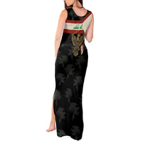 Iraq Golden Eagle Emblem Tank Maxi Dress with Flag Stripes and National Arabic Script Design - Wonder Print Shop