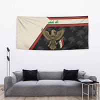 Iraq Golden Eagle Emblem Tapestry with Flag Stripes and National Arabic Script Design - Wonder Print Shop