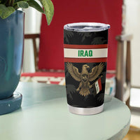 Iraq Golden Eagle Emblem Tumbler Cup with Flag Stripes and National Arabic Script Design - Wonder Print Shop