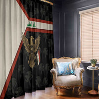 Iraq Golden Eagle Emblem Window Curtain with Flag Stripes and National Arabic Script Design - Wonder Print Shop