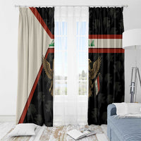 Iraq Golden Eagle Emblem Window Curtain with Flag Stripes and National Arabic Script Design - Wonder Print Shop