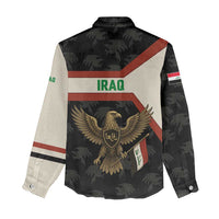 Iraq Golden Eagle Emblem Women Casual Shirt with Flag Stripes and National Arabic Script Design - Wonder Print Shop