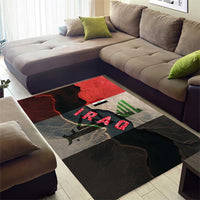 Iraq Flag Texture Area Rug with Golden Eagle Emblem and Cracked Earth Background Design - Wonder Print Shop