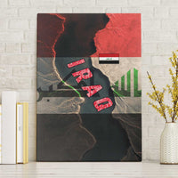 Iraq Flag Texture Canvas Wall Art with Golden Eagle Emblem and Cracked Earth Background Design - Wonder Print Shop