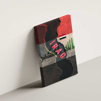 Iraq Flag Texture Canvas Wall Art with Golden Eagle Emblem and Cracked Earth Background Design - Wonder Print Shop