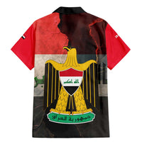 Iraq Flag Texture Family Matching Mermaid Dress and Hawaiian Shirt with Golden Eagle Emblem and Cracked Earth Background Design - Wonder Print Shop