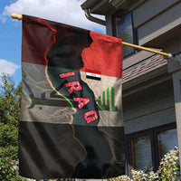 Iraq Flag Texture Garden Flag with Golden Eagle Emblem and Cracked Earth Background Design - Wonder Print Shop