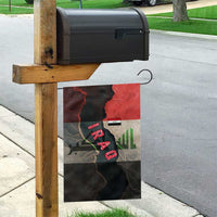 Iraq Flag Texture Garden Flag with Golden Eagle Emblem and Cracked Earth Background Design - Wonder Print Shop