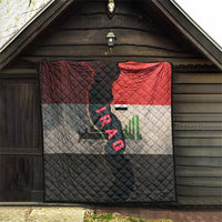 Iraq Flag Texture Quilt with Golden Eagle Emblem and Cracked Earth Background Design - Wonder Print Shop