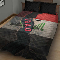 Iraq Flag Texture Quilt Bed Set with Golden Eagle Emblem and Cracked Earth Background Design - Wonder Print Shop