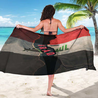 Iraq Flag Texture Sarong with Golden Eagle Emblem and Cracked Earth Background Design - Wonder Print Shop