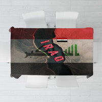 Iraq Flag Texture Tablecloth with Golden Eagle Emblem and Cracked Earth Background Design - Wonder Print Shop