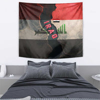 Iraq Flag Texture Tapestry with Golden Eagle Emblem and Cracked Earth Background Design - Wonder Print Shop