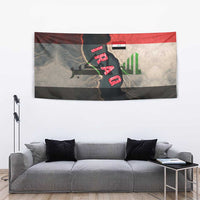 Iraq Flag Texture Tapestry with Golden Eagle Emblem and Cracked Earth Background Design - Wonder Print Shop
