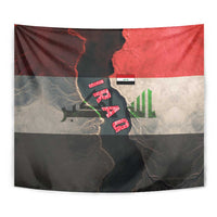 Iraq Flag Texture Tapestry with Golden Eagle Emblem and Cracked Earth Background Design - Wonder Print Shop
