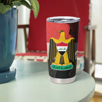 Iraq Flag Texture Tumbler Cup with Golden Eagle Emblem and Cracked Earth Background Design - Wonder Print Shop
