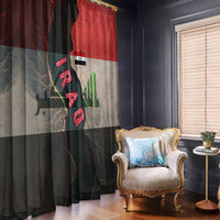 Iraq Flag Texture Window Curtain with Golden Eagle Emblem and Cracked Earth Background Design - Wonder Print Shop