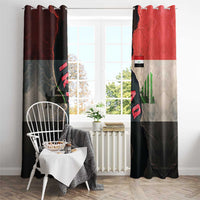 Iraq Flag Texture Window Curtain with Golden Eagle Emblem and Cracked Earth Background Design - Wonder Print Shop