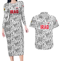 Iraq Ancient Mesopotamian Lamassu Couples Matching Long Sleeve Bodycon Dress and Hawaiian Shirt with Mythical Motif Design - Wonder Print Shop