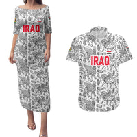 Iraq Ancient Mesopotamian Lamassu Couples Matching Puletasi and Hawaiian Shirt with Mythical Motif Design - Wonder Print Shop